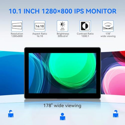 Eyoyo 10.1" Small Touchscreen Monitor, Metal IPS Display, 1280×800 HD - size: 10.1-inch