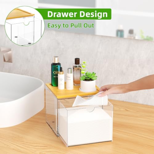 VITVITI Drawer Disposable Face Towel Holder Box, Acrylic Storage, Clear - color: Clear 2