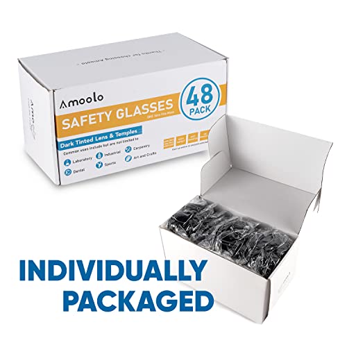 amoolo Tinted Safety Glasses, ANSI Z87.1 Impact Resistant, 24 Pack, Adult - color: Smoke, size: Adult's Size - 24 Pack