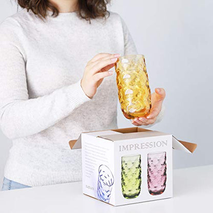 Cupture Impression Plastic Tumblers BPA Free, 20 oz, 4-Pack (Assorted Colors)