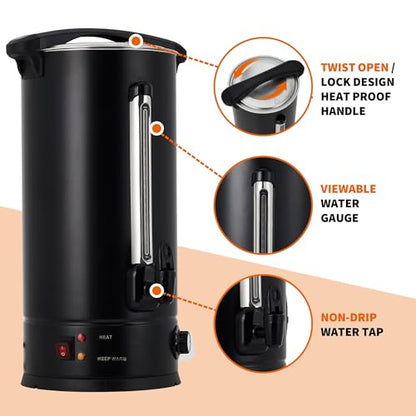 110 Cup Coffee Urn and Hot Beverage Dispenser, 16L/4.2Gal Commercial Coffee Maker, Quick Brew Stainless Steel Large Hot Coffee Dispenser for Party Buffet Catering - size: 16L/110Cups