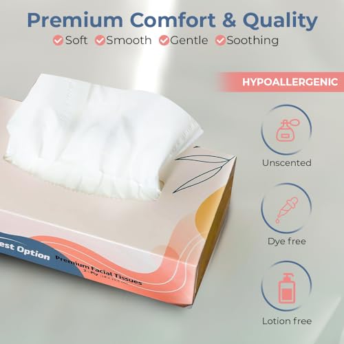 Soft 2-Ply Facial Tissue, White, 130-Count Box | Professional, Gentle and Durable | Great for Bathroom, Office, Business, School (3,900 Tissues, Bulk Pack of 30-Boxes)
