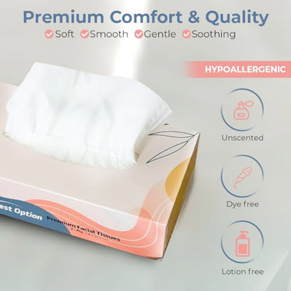 Soft 2-Ply Facial Tissue, White, 130-Count Box | Professional, Gentle and Durable | Great for Bathroom, Office, Business, School (3,900 Tissues, Bulk Pack of 30-Boxes)