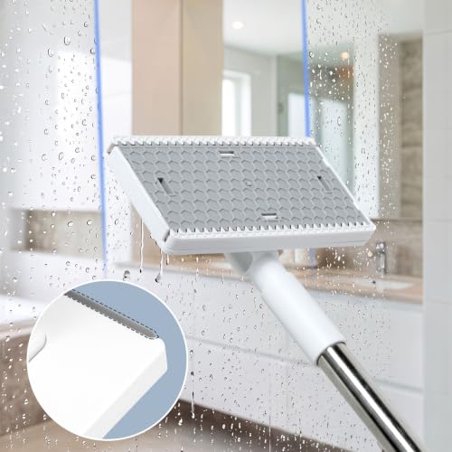 Masthome Snap Grip Mini Mop with Built-in Squeegee,30" Hands Free Clamp Mop - color: White Mini