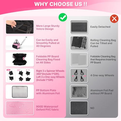 JKAOO Large Rolling Cleaning Caddy Bag with Detachable Trolley, Pink - color: Pink