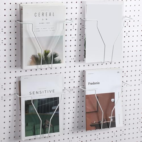 Wonderjune 4 Pcs Expandable Literature Display for Pegboard, White - color: White
