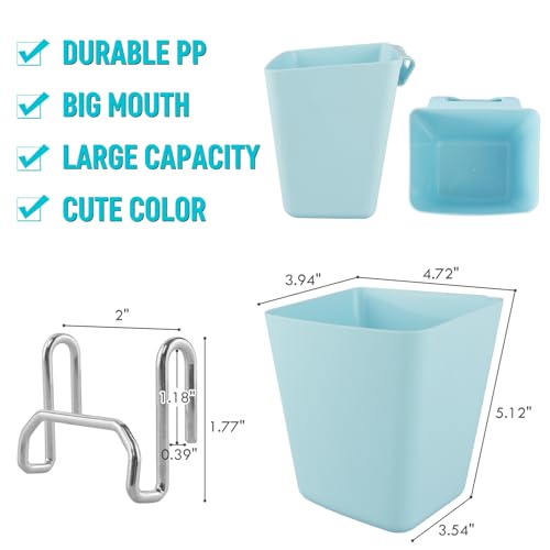 6Pack Blue Grid Wall Bins Hanging Cups with Back Hook, Gridwall Shelf Bins - color: Blue