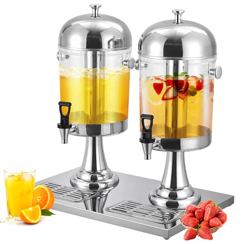Commercial Beverage Dispenser with Ice Core, 4.4 Gallon Stainless Steel Drink Dispenser with Stand, Spigot and Drip Tray for Parties, Weddings & Catering Events - size: 4.4 Gallon