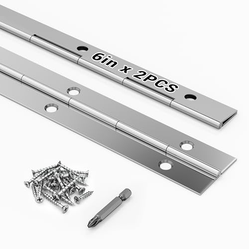 2 pcs Continuous Piano Hinges,6"x1.2",0.047 inch Leaf Thickness - size: 6 Inch