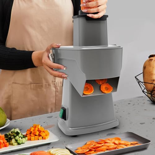 Electric Dice Food Processor, Commercial Vegetable Chopper, Dicing Machine, Automatic Potato Onion Slicing Cube Cutting, 9.1*2.6-inch Bowl, Silver