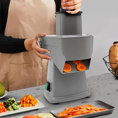 Electric Dice Food Processor, Commercial Vegetable Chopper, Dicing Machine, Automatic Potato Onion Slicing Cube Cutting, 9.1*2.6-inch Bowl, Silver