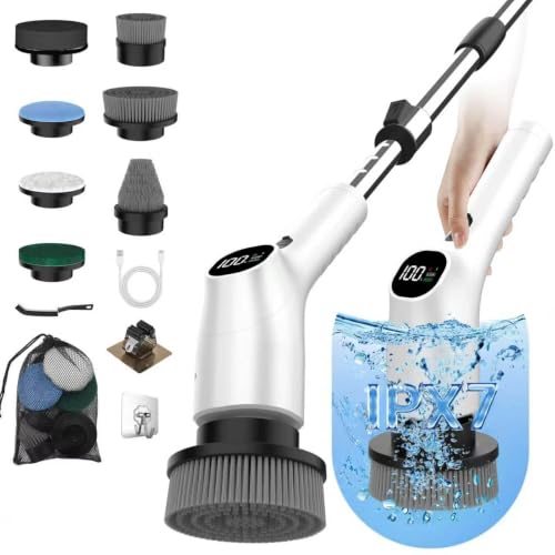 Electric Spin Scrubber, Cordless Shower Scrubber for Bathroom,Home - color: Off-white