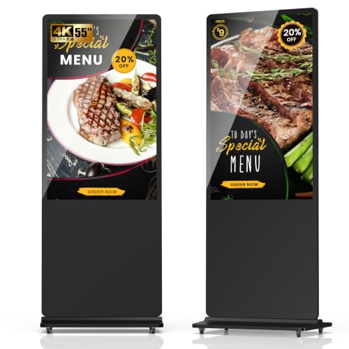Non-Touch Digital Signage Display, 55 Inch Digital Display Board with HDMI Input, USB Plug-and-Play, Split Screen, Scheduled Power On/Off for Retail, Mall, Front Desk, Advertising - size: 55inch