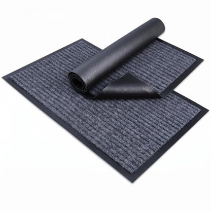 Commercial Floor Mat 2Pcs 3'x5' Grey Heavy Duty Rubber Entrance Rug - size: 3 x 5 feet - 2 Pack