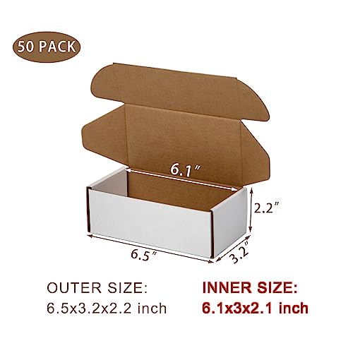 SUNLPH 50 Pack 6.5x3.2x2.2 Inches Small Shipping Boxes, White Corrugated Cardboard Boxes, Moving Mailing Packing Box - color: White, size: 6.5x3.2x2.2