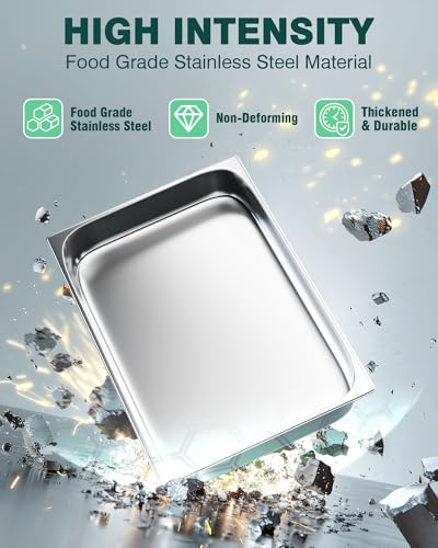 WantJoin Stainless Steel Steam Table Hotel Pan Set 1/1 Size 2.5 Inch 6 Pack - color: 2.5" Deep, size: 1/1 Size Thickened