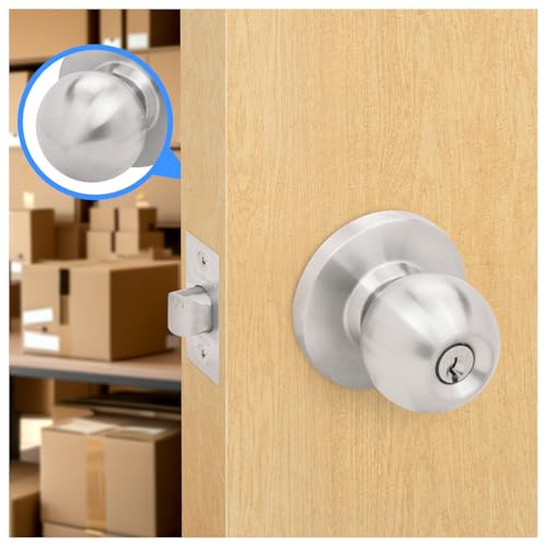 Nuk3y Bella Grade 2 Commercial Duty Cylindrical Knob Lockset UL Rated (Satin Stainless Steel, Storeroom) - size: Storeroom