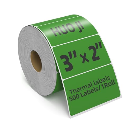 500 3x2 Thermal Labels Roll, HUOJI Green Shipping Barcode Labels - color: Green, size: 3x2