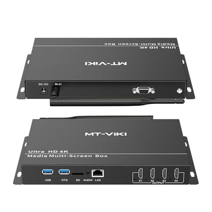 MT-VIKI Wireless Digital Signage Player - 4-Screen Video Controller with Rotation, Splitting & Scheduling for Restaurant Menu Boards‌, Bubble Tea Promotions