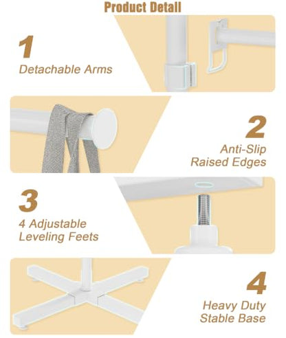 Shopping Bag Rack, 50–57" Adjustable Height White Bag Rack Stand - color: White