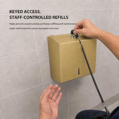 Stainless Steel Paper Towel Dispenser Wall Mount for Commercial Bathrooms - color: 3816-gold