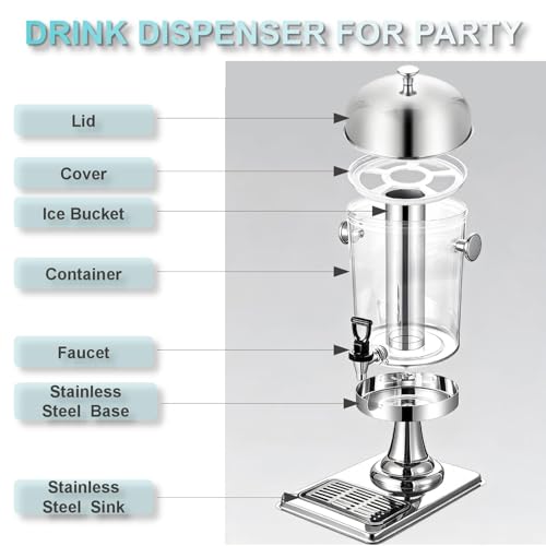 2.2 Gallon Drink Dispenser with Stand and Ice Core, Spigot and Ice Shovel - size: 2.2 Gallon / 8 L