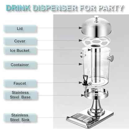 2.2 Gallon Drink Dispenser with Stand and Ice Core, Spigot and Ice Shovel - size: 2.2 Gallon / 8 L