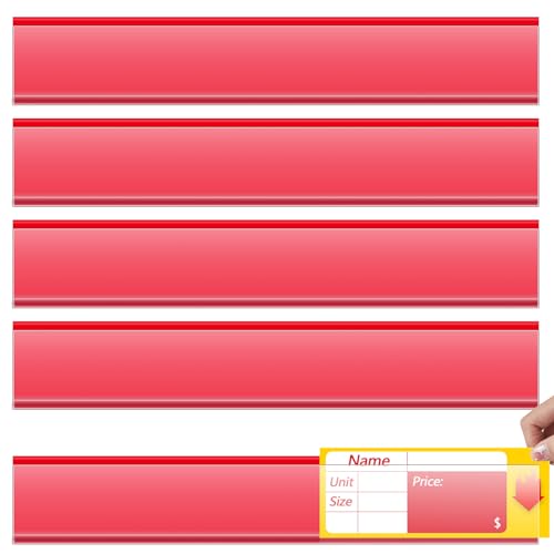 Spiareal 50 Pcs Shelf Label Holders Adhesive Price Tag Strips, Red - color: Red