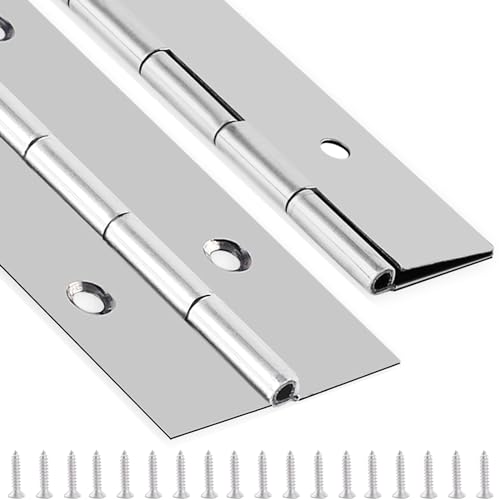 2 PCS Piano Hinge 16 Inch x 3 Inch Heavy Duty Stainless Steel Piano Hinge - color: Silver, size: 16" Long x 3" Overall Width