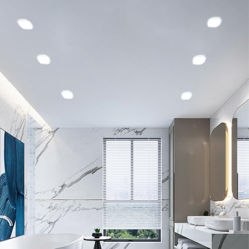 DELIPOP 6 Pack 4.72 Inch LED Square Recessed Lighting, 6500K Ultra Thin Frameless Led Downlight Lighting, 20W Slim Panel Ceiling Light for Bathroom Kitchen Basement - size: 4.72in-6500K-6Pack