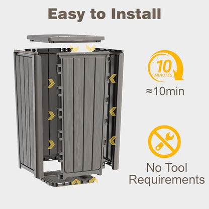 30 Gallon Outdoor Trash Can with Lid, Resin Garbage Can, Gray - color: Gray, size: 30 Gallon