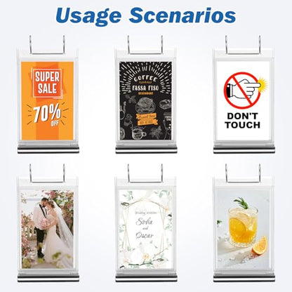 Ciieeo 5pcs Standing Flip Menu Display Holder A6 Clear PVC Tabletop Sign Holder Menu Display Stand for Restaurants Bars Coffee Shops Event Catering