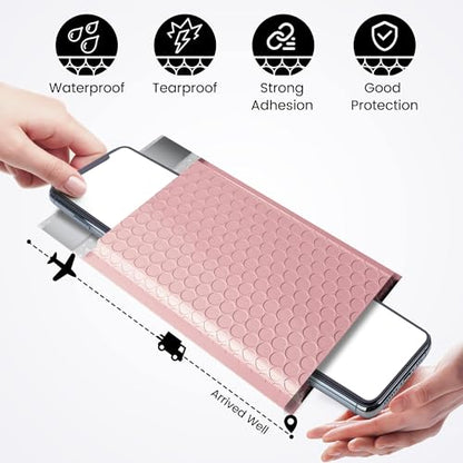 Fuxury Small Bubble Mailers Bulk 4x8" 800 Pack Light Pink Padded Envelopes - color: Light Pink, size: 4×8" 800PC