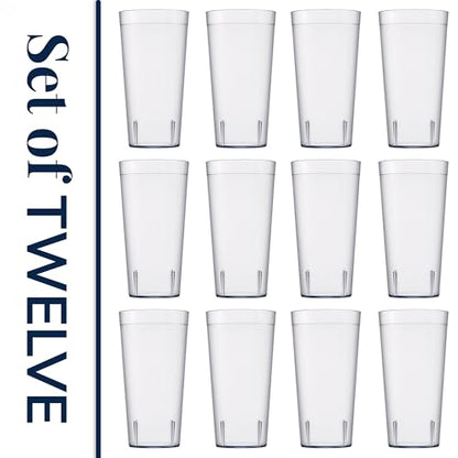 US Acrylic Cafe Plastic Reusable Tumblers, Clear, 32-Ounce, Set of 12 - color: Clear, size: 32 ounces