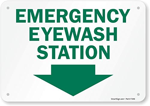 SmartSign - S-1441-PL-10 "Emergency Eyewash Station" Sign With Down Arrow | 7" x 10" Plastic 10" x 7" Plastic - color: 10" x 7" Plastic