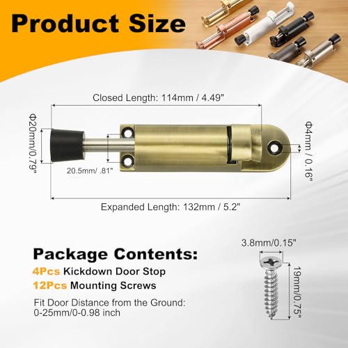 uxcell 4Pcs Kickdown Door Stop for Ground Gap 0-25mm Bronze - color: Bronze, size: for 0-25mm