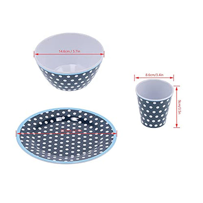 Dark Blue Dot Melamine Dinnerware Set – Cups, Salad Bowls & Plates for Home, Restaurant, Hotel Use