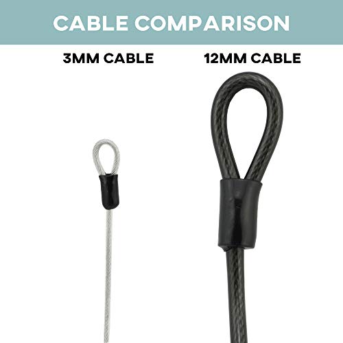 Lumintrail 4 Foot 3mm (1/8th Inch) Braided Steel Coated Security Cable Luggage Lock Safety Cable Wire Double Loop (2 Pack) - size: 4-FT (2 Pack)