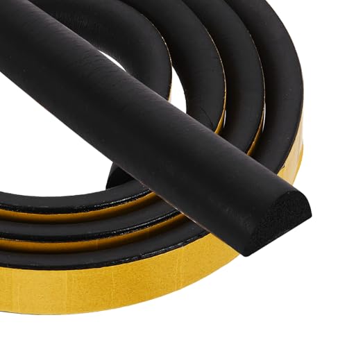 PATIKIL 6.6FT Solid Rubber Weather Stripping, 1" W x 3/5" H Self Adhesive D Shape EPDM Rubber Seal Strip Gasket for Door Frame Window Insulation RVs Furniture Cabinets, Black - size: 6.6FT x 1"W x 3/5"H