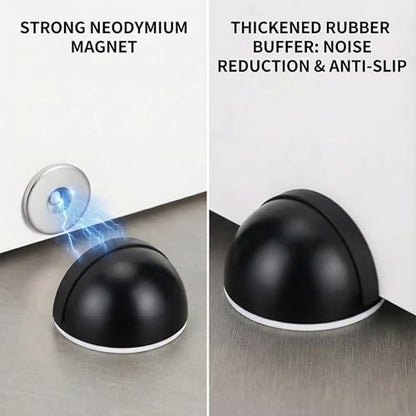 Magnetic Door Stop, Cushioning Bumper & Draft Hold, 2-Pack, Black - color: Black