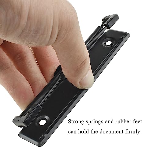 HAHIYO 4.72 Inches Black Metal Mountable Clipboard Clips - 5 Pack, Durable Spring Loaded Clip with Rubber Grips, Hanging Hole and Rivets - Document File Wood Plastic Clip Board for Office School Home - style: Black-4.72in-5p
