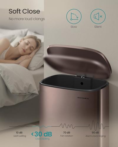 SONGMICS 20 Gallon (75 L) Trash Can, Stainless Steel, Step-On Pedal - color: Brown, size: 20 Gal.