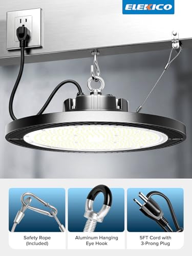 Super Bright 250W 37500LM UFO LED High Bay Light with Plug 5ft Cable - size: 250W-6PACK