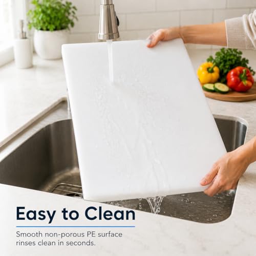 Commercial Cutting Board, Plastic Poly Kitchen Board Dishwasher Safe, Heavy Duty Food Prep Surface for Restaurant Use (30"L x 18"W x 0.57"Th) - color: White, size: 30"L x 18"W