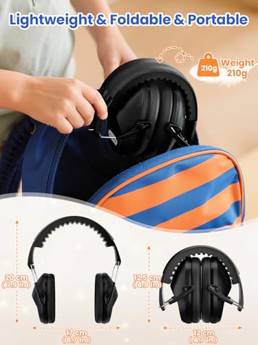 Dr.meter Noise Cancelling Headphones for Kids, EM100 Protective Ear Muffs - color: Black
