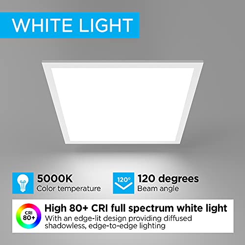 JONATHAN Y LED Flat Panel Flush Mount 2' x 2' 40W 5000K, White, Set of 2