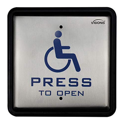 Visionis VIS-7039 Handicap Push to Exit Button, Steel, Back Box, 10 Pack - size: Pack of 10