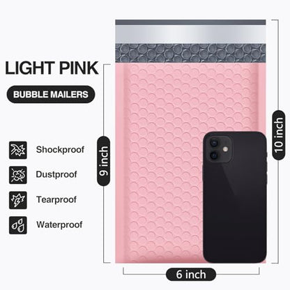 UCGOU Bubble Mailers 6x10" Light Pink Usable Size 6x9" Padded 100 Pack #0 - color: Light Pink, size: 6x10" 100PC
