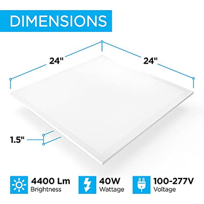 JONATHAN Y LED Flat Panel Flush Mount 2' x 2' 40W 5000K, White, Set of 2