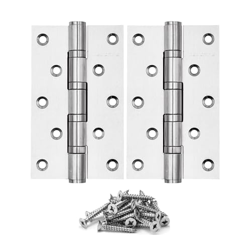 5 inch 304 Stainless Steel Door Hinges,Heavy Duty Interior/Exterior Door Hinge,Rust-Proof,304 SS Ball Bearings,Non-Removable Pin (NRP),5" (101mm) x 3" (76mm) Hinges,SquareCorner,2 Pack,Silver - color: Silver